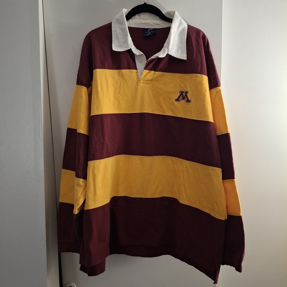 Pro Player Men's Vintage University Of Minnesota Long Sleeve Rugby Shirt